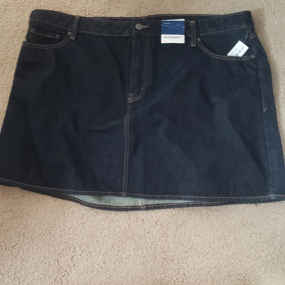 Old Navy Navy Denim Mini Skirt 22